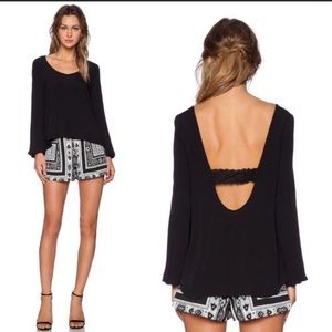 Lovers + Friends “Starlette” Black Open Back Top